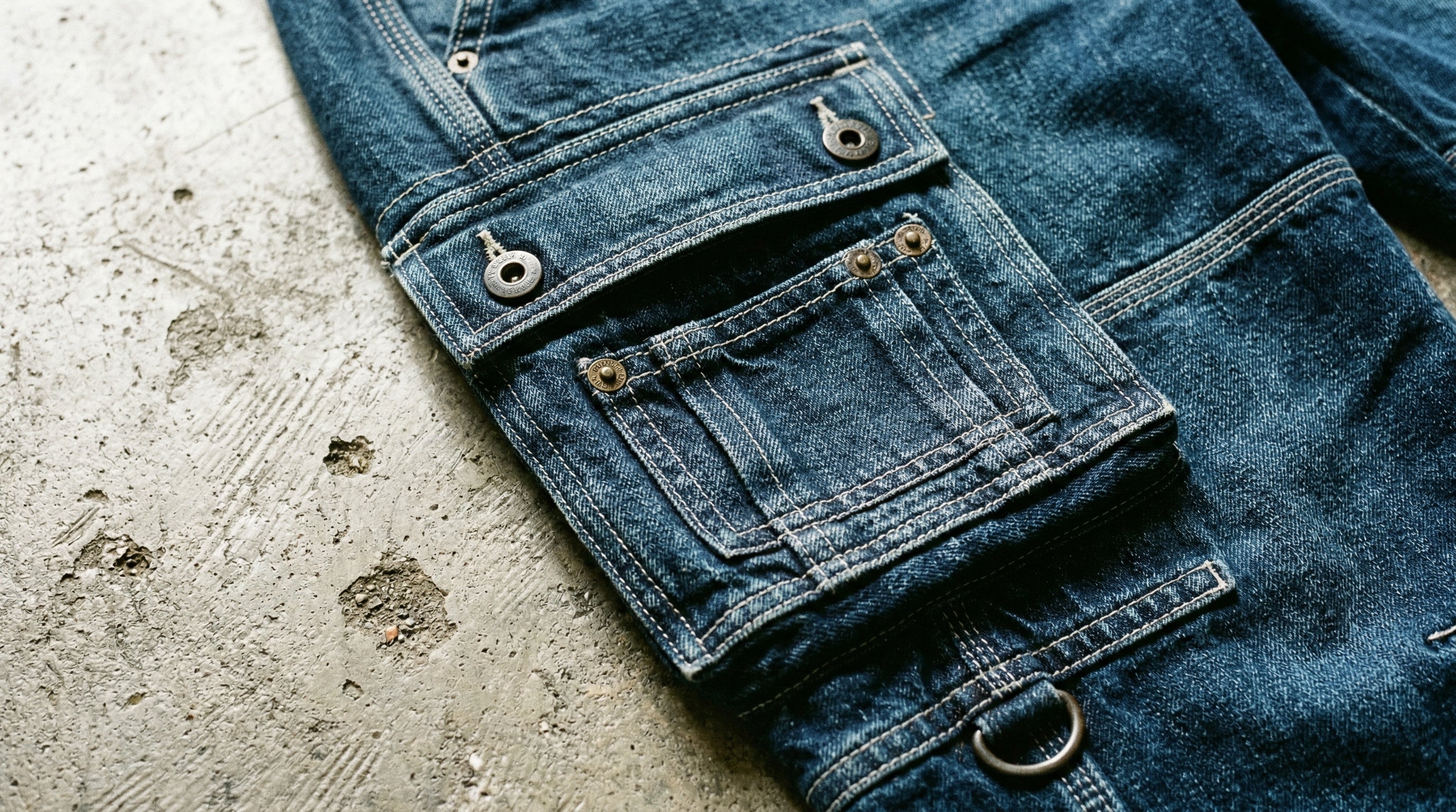 Baggy Cargo Jeans Herren – schweres Denim mit Utility Pockets Detail