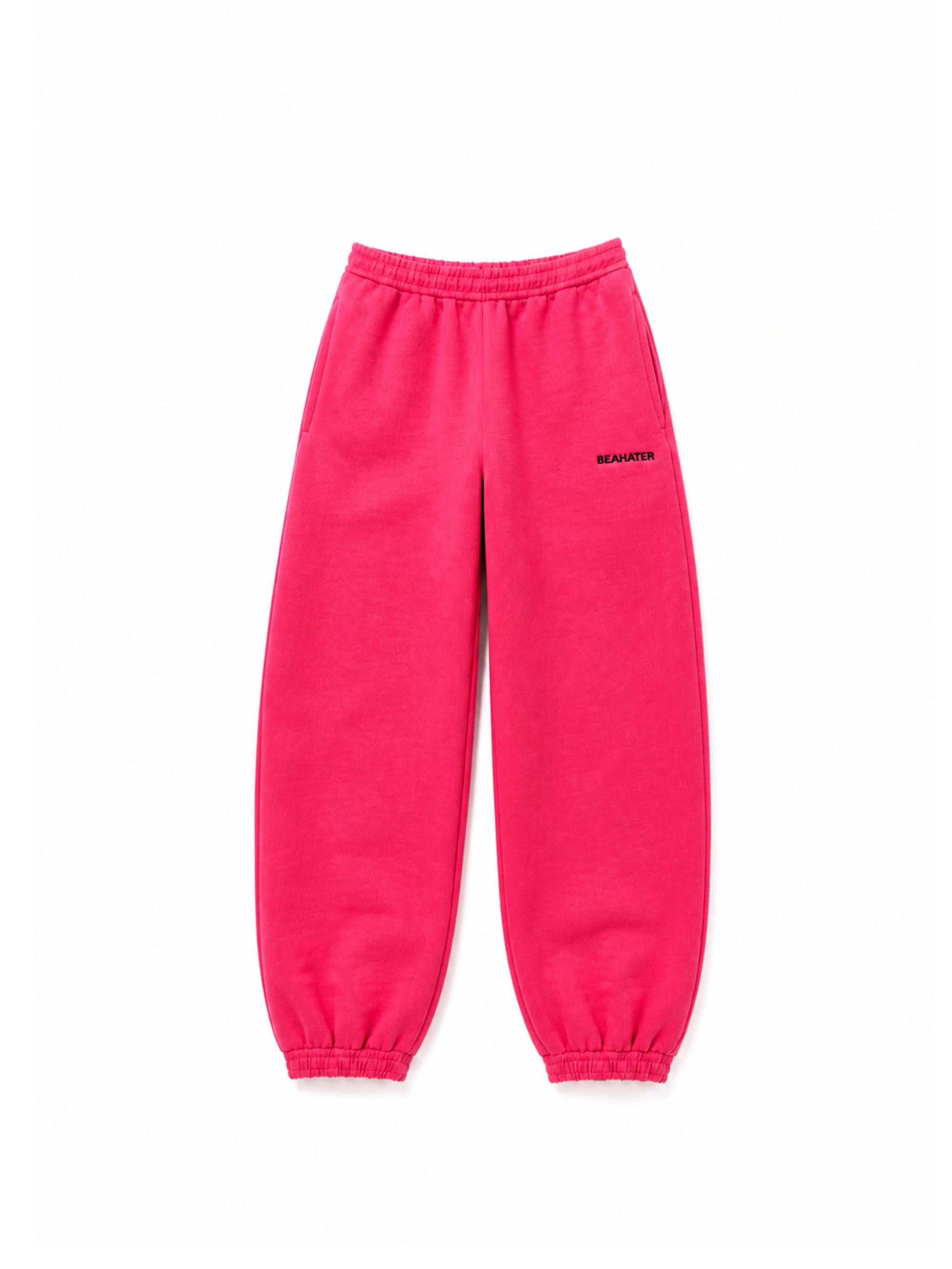 Baggy Jogger pink, French Terry 340 g/m², gerader Schnitt, Frontansicht