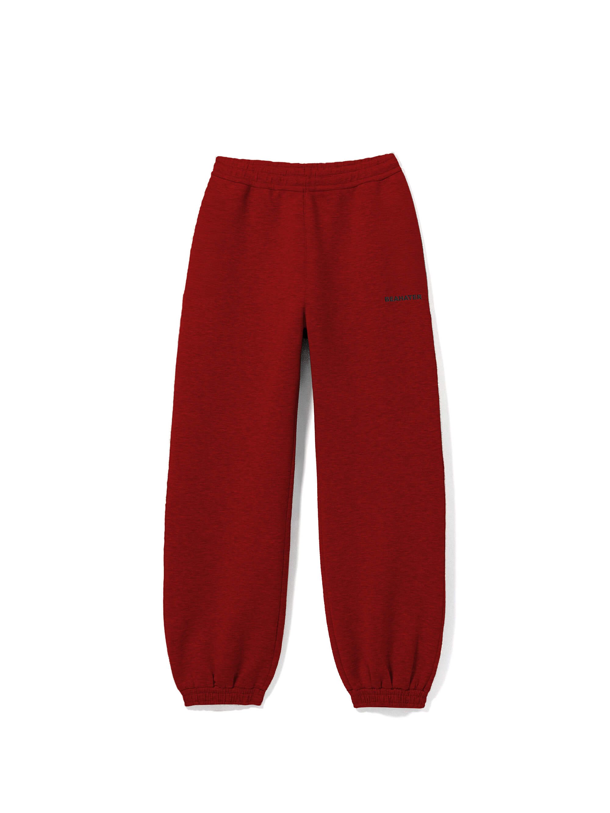Baggy Jogger Sweatpants in Wine Red für Herren und Damen, Frontansicht auf weißem Hintergrund, hochwertiger French Terry Stoff mit elastischem Bund und relaxed Streetwear Fit