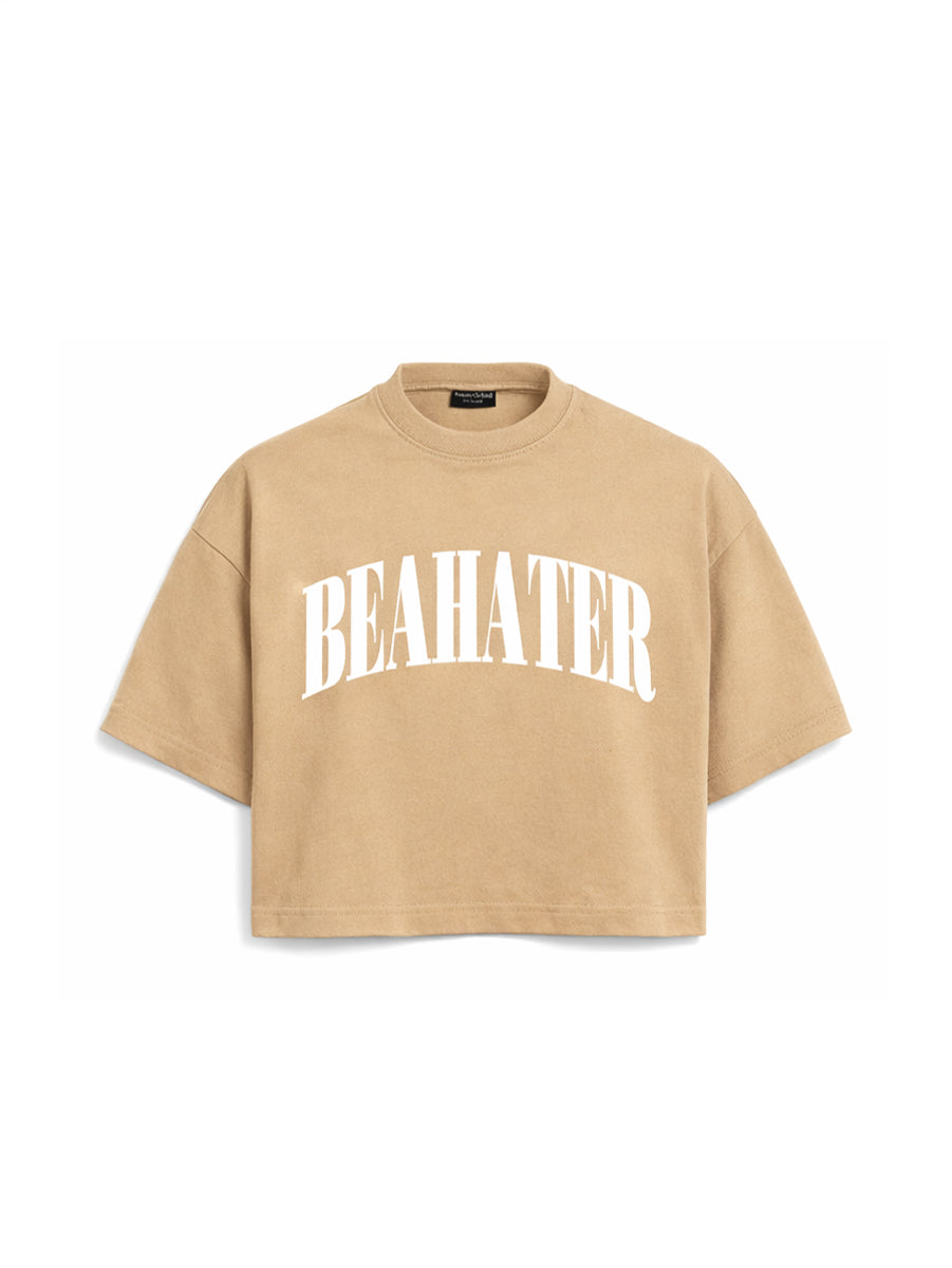 Cropped Oversized T-Shirt in Croissant von BEAHATER, Vorderansicht als Produktfreisteller