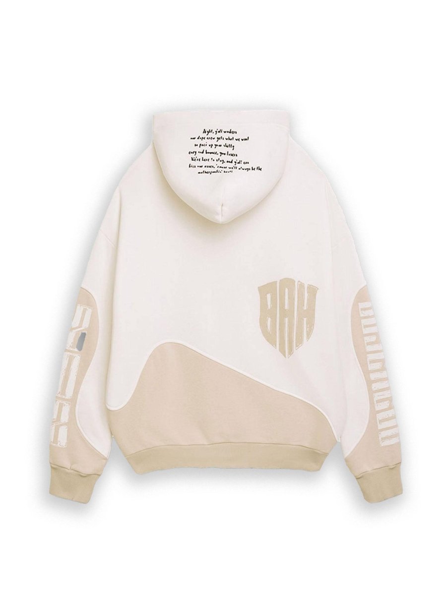 Beige Oversized Hoodie Herren mit Two-Tone-Design & Rückenprint – Dope Crew Streetwear Look