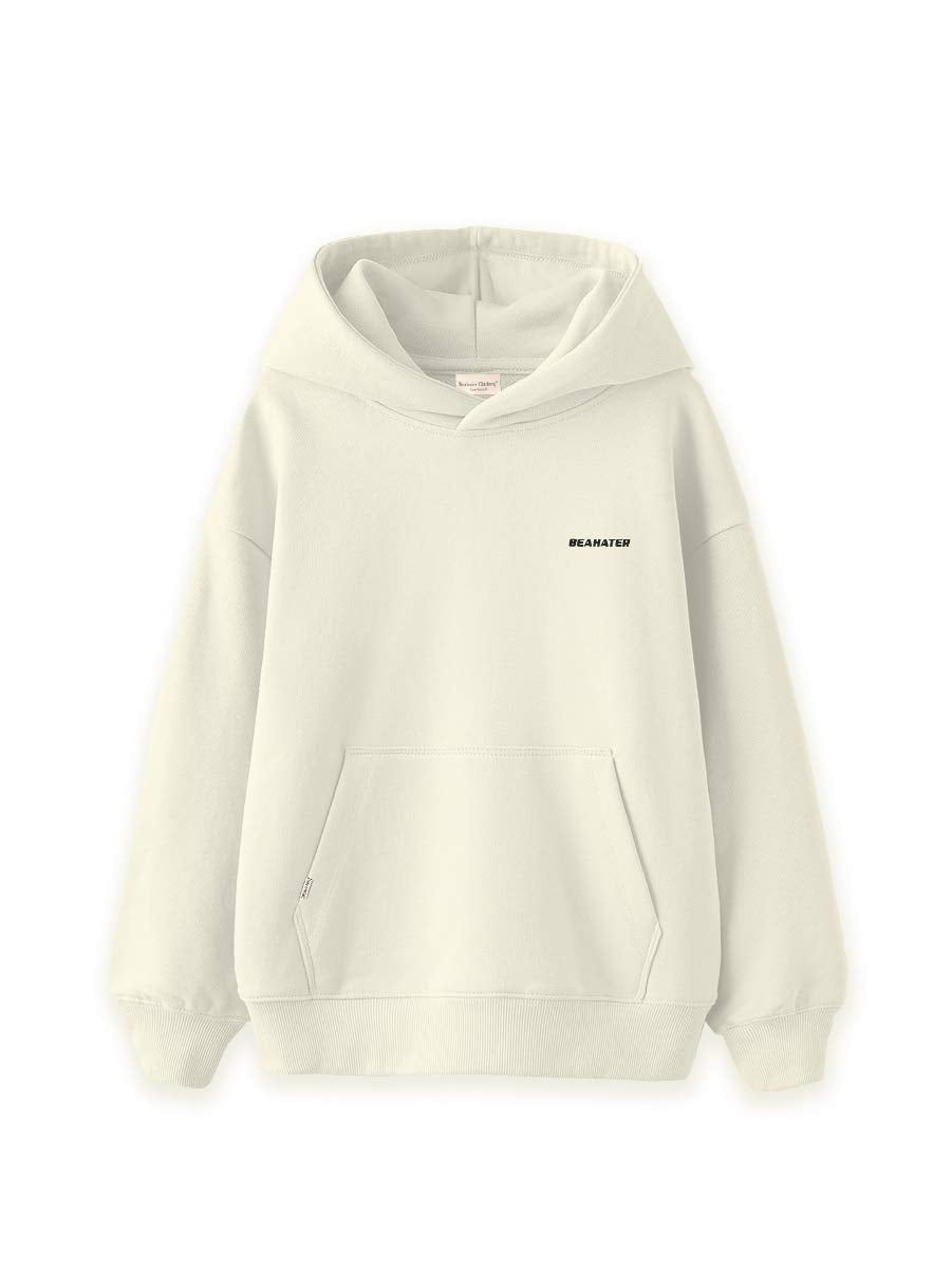 Hoodie beige vintage oversized, Damen und Herren Hoodie, 100% Bio-Baumwolle, Boxy Fit, gerippte Abschlüsse, Classic Streetwear Design