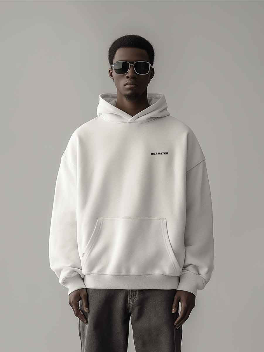 Hoodie beige vintage oversized, lässiger Damen und Herren Hoodie, schwerer Stoff 470 GSM, 100% Bio-Baumwolle, Classic Streetwear Look