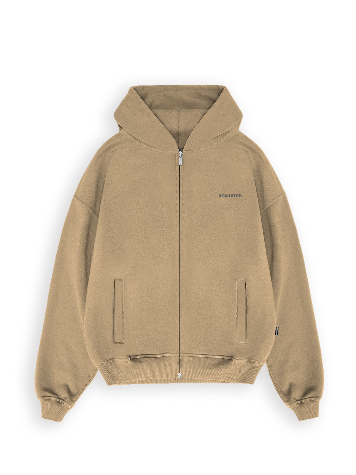Oversized Zip Hoodie in Mocha Mousse Farbe mit Washed Look, 480 GSM Heavyweight Streetwear Hoodie