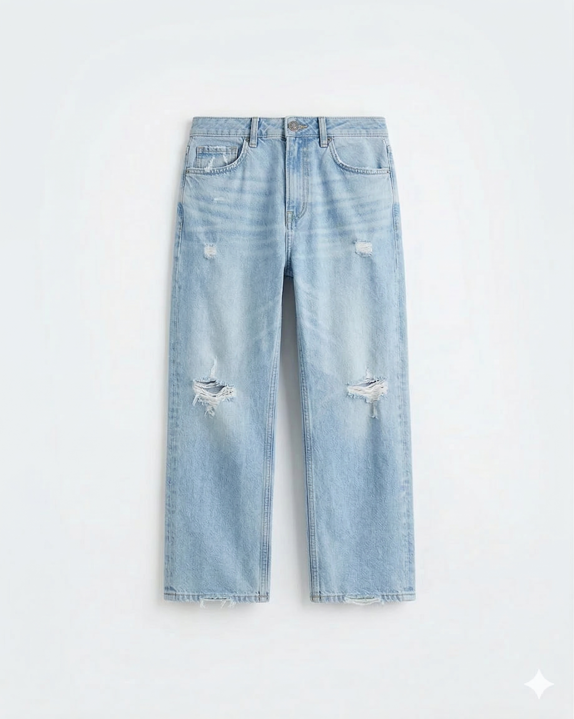 Baggy Flared Jeans in heller blauer Waschung mit weitem Bein und ausgestelltem Schnitt