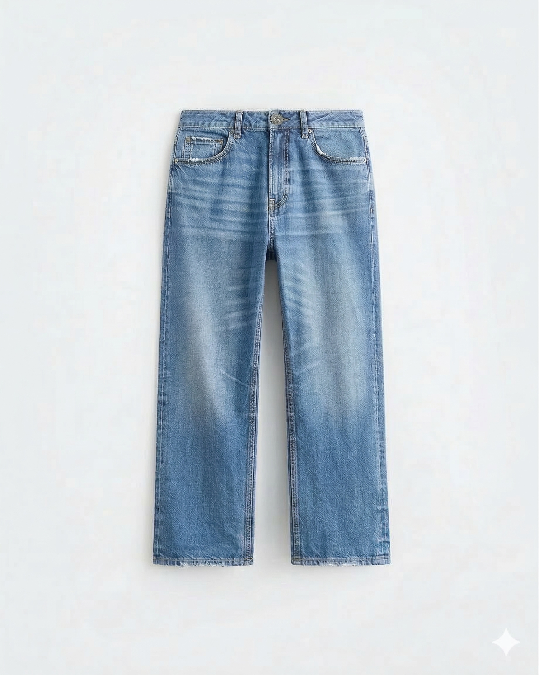 Baggy Flared Jeans in klassischer blauer Waschung mit weitem Bein und ausgestelltem Schnitt
