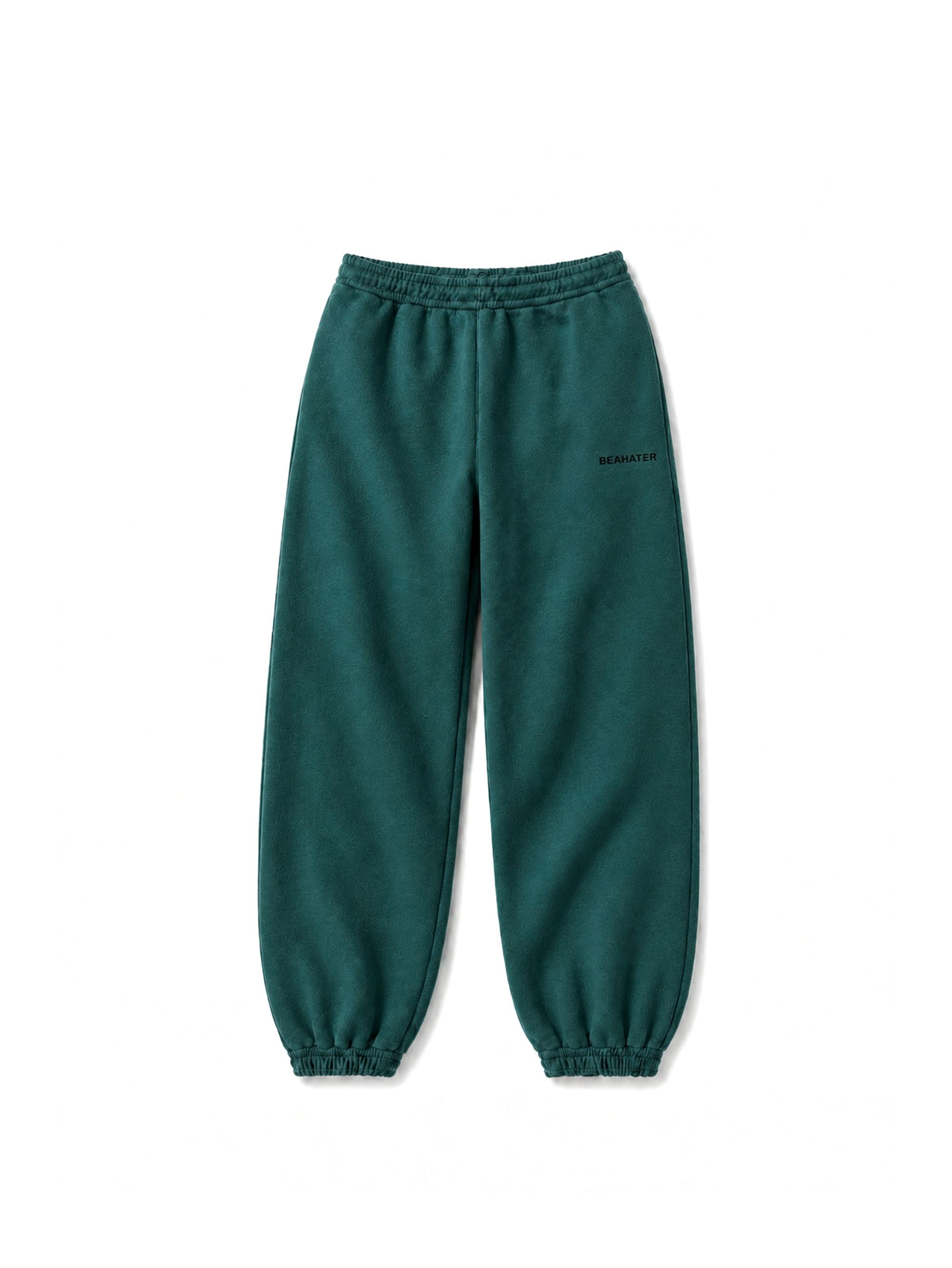 Baggy Jogger grün, French Terry 340 g/m², gerader Schnitt, Frontansicht