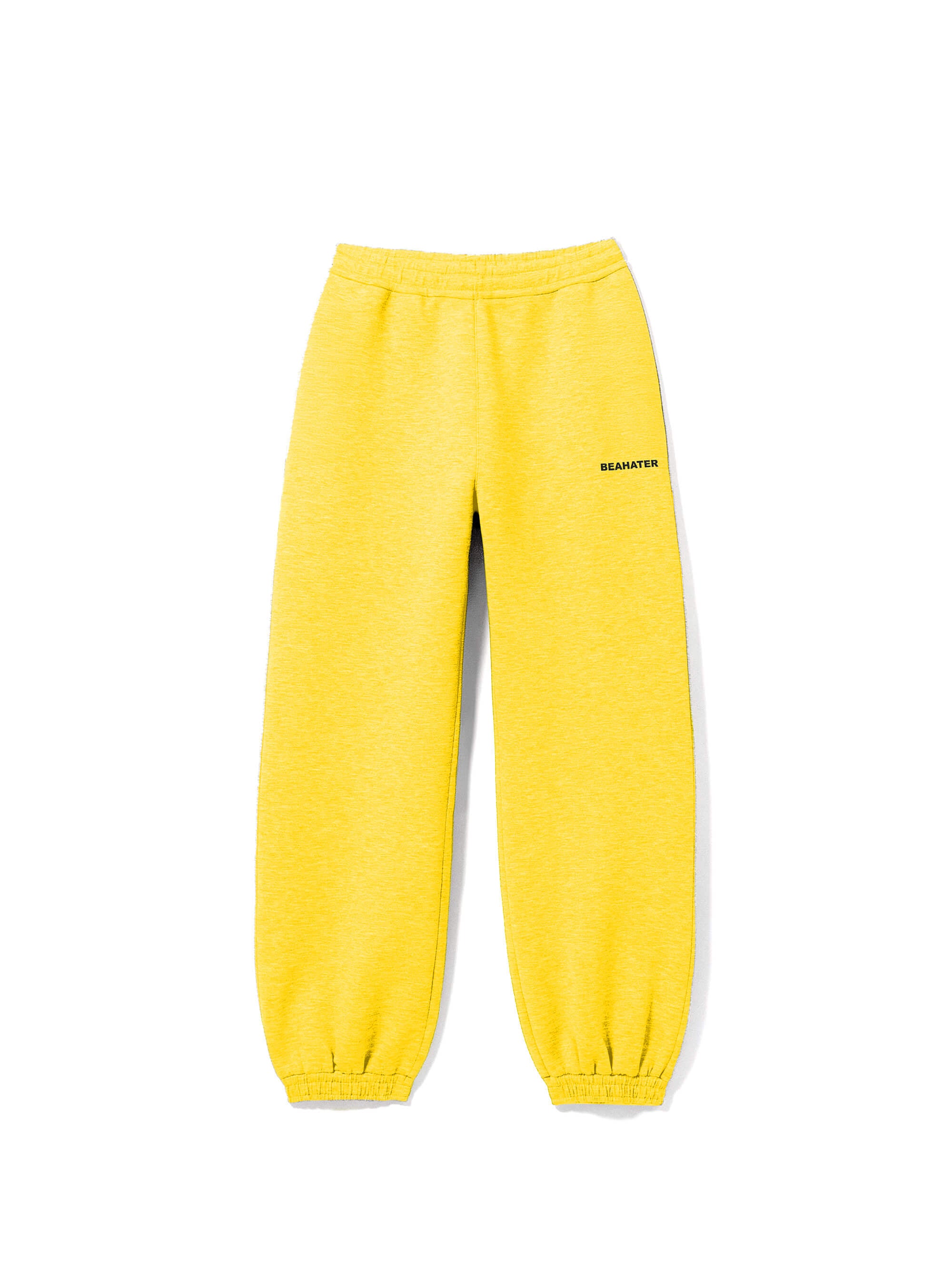 Baggy Jogger Sweatpants in Honey Yellow für Herren und Damen, Frontansicht auf weißem Hintergrund, hochwertiger French Terry Stoff mit elastischem Bund und relaxed Streetwear Fit