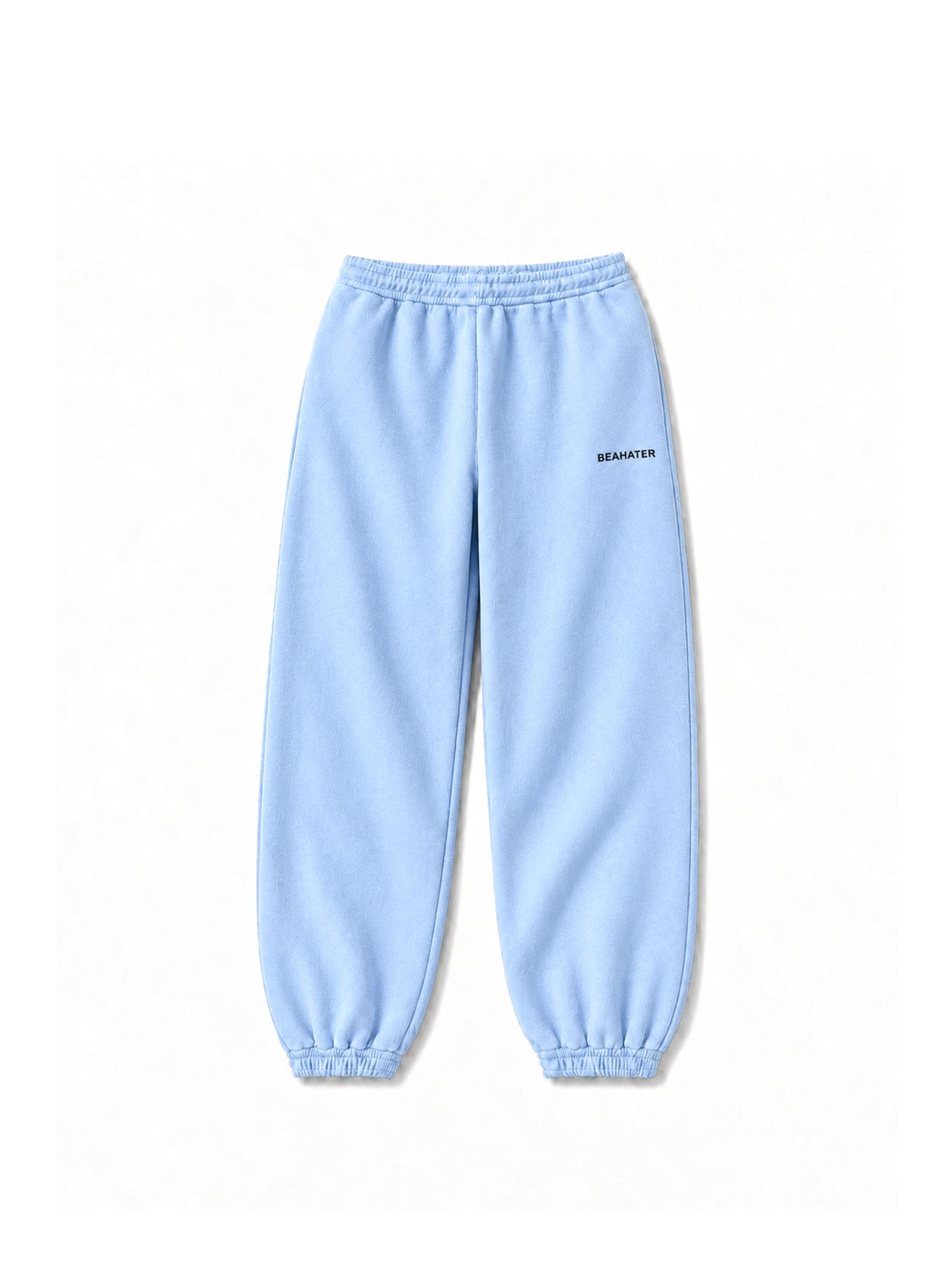 Baggy Jogger light blue, French Terry 340 g/m², gerader Schnitt, Frontansicht