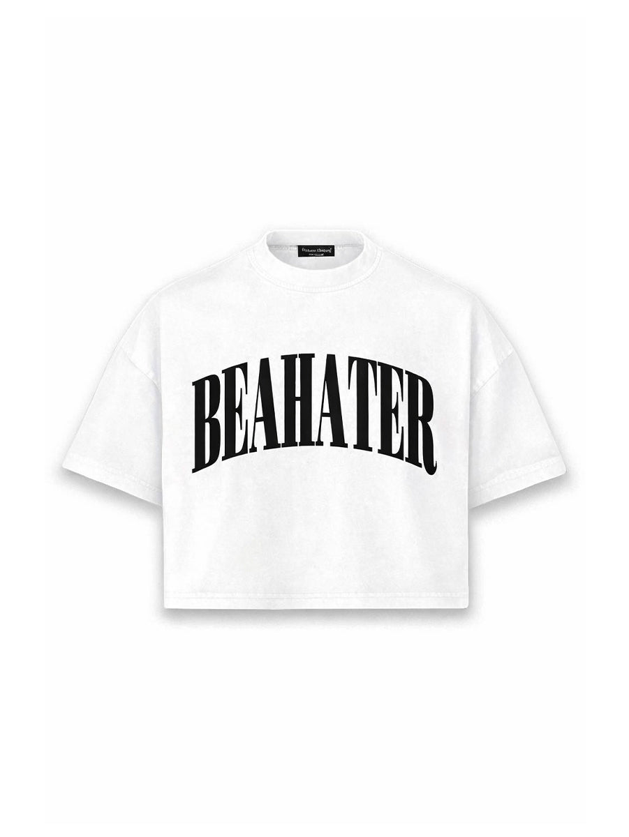 Weißes Cropped Oversized T-Shirt von BEAHATER, Vorderansicht