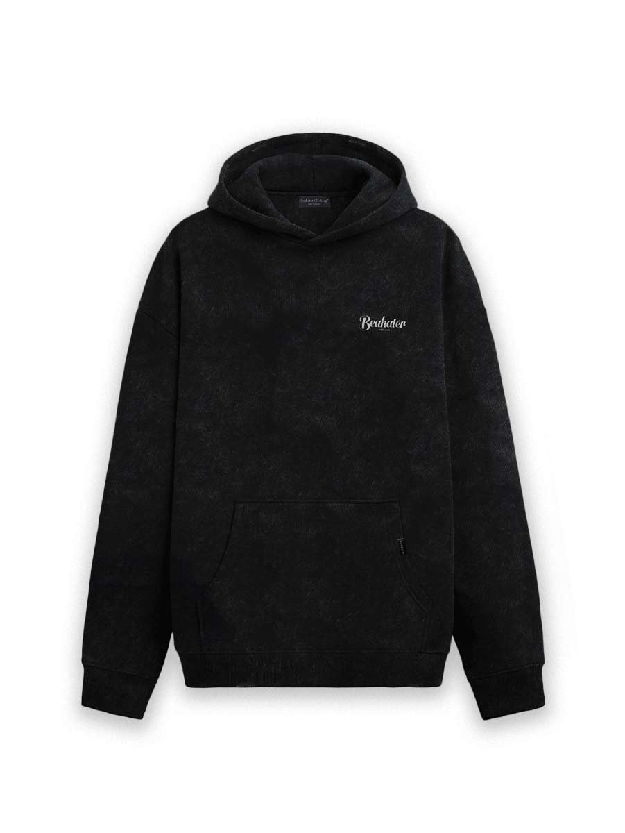 Black Hoodie Vintage Style, Heavy Oversized Hoodie 550GSM, Augsburg Streetwear Fashion Brand