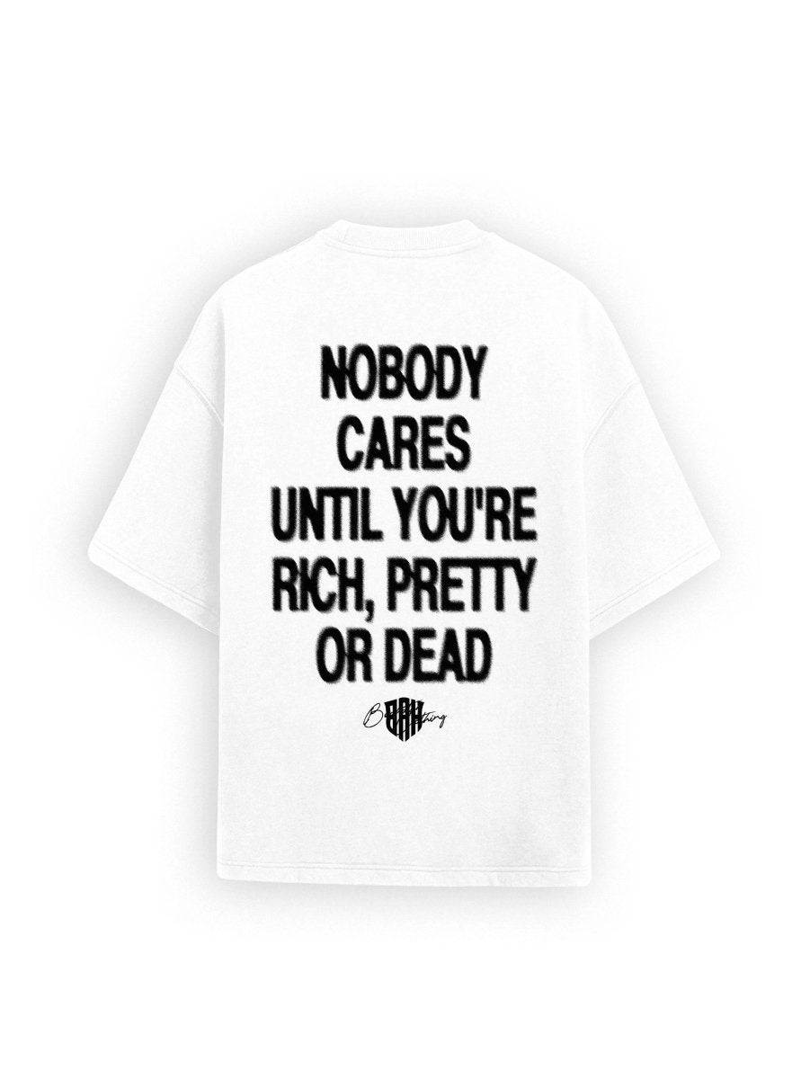 NOBODY CARES WHITE T - SHIRT - BEAHATER Clothing