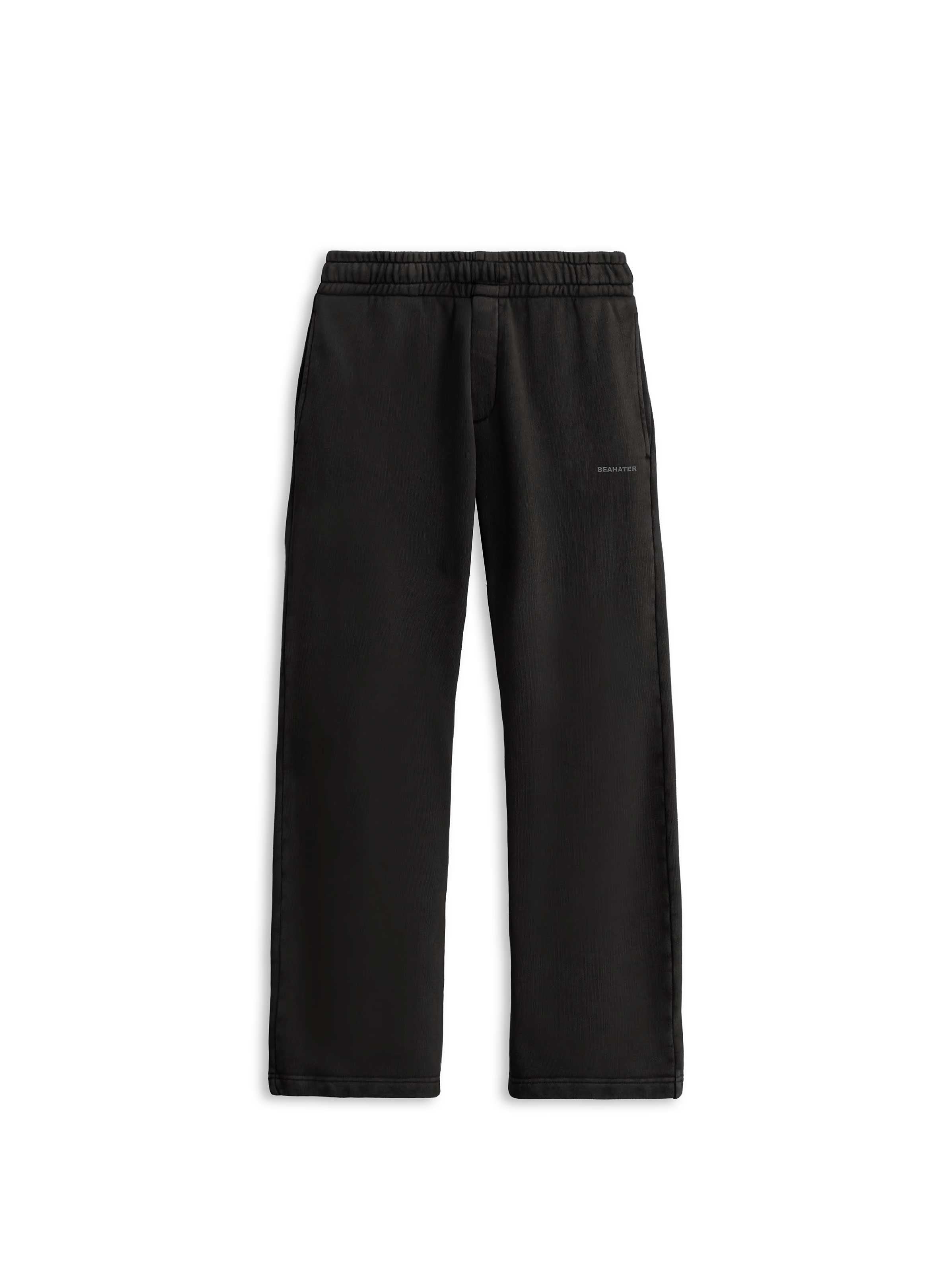 Open Leg Jogger in Washed Black aus schwerem 480 g/m² French Terry mit offenem Beinabschluss und lockerem Fit