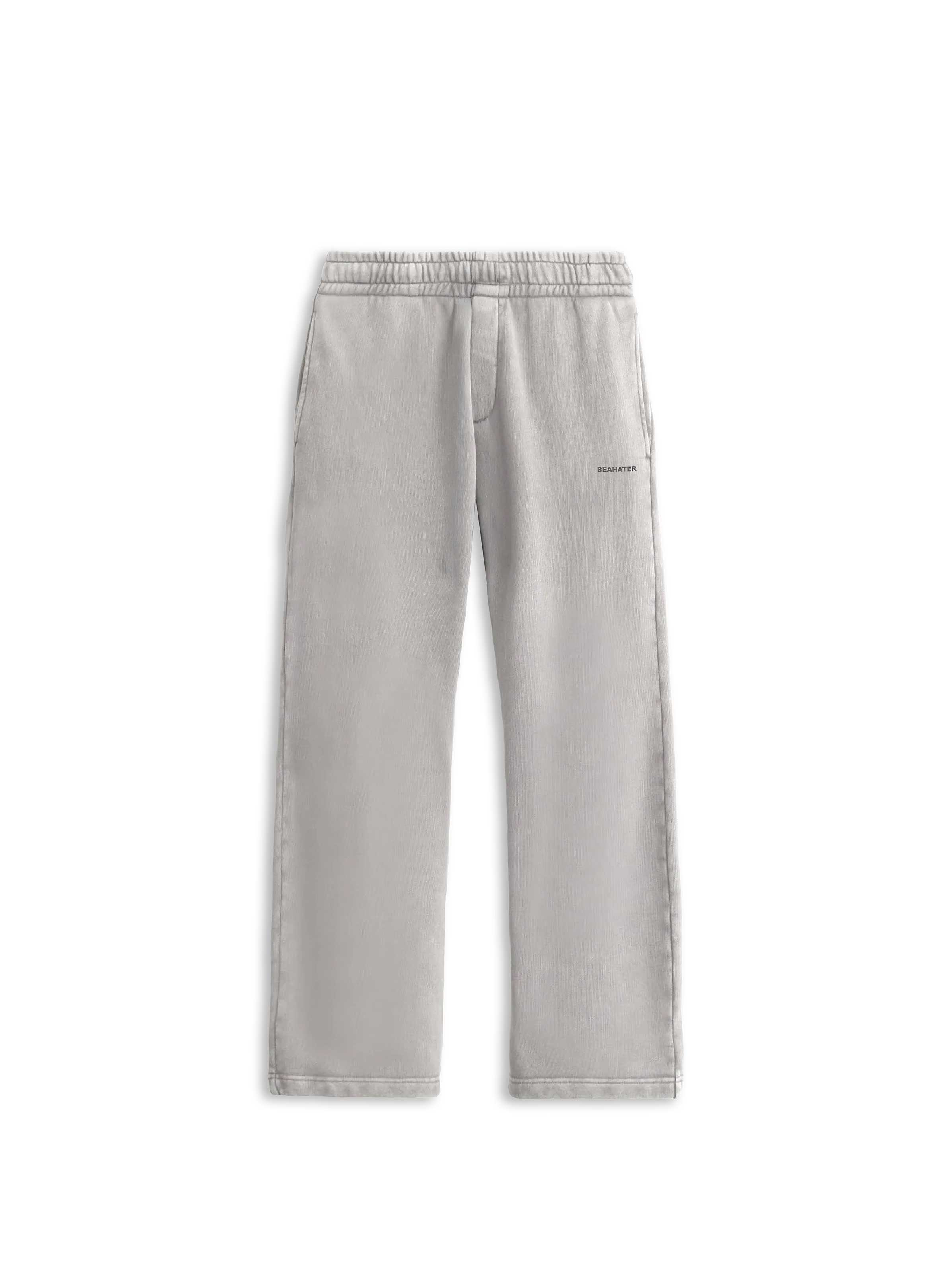 Open Leg Jogger in Washed Light Grey aus schwerem 480 g/m² French Terry mit offenem Beinabschluss und lockerem Fit