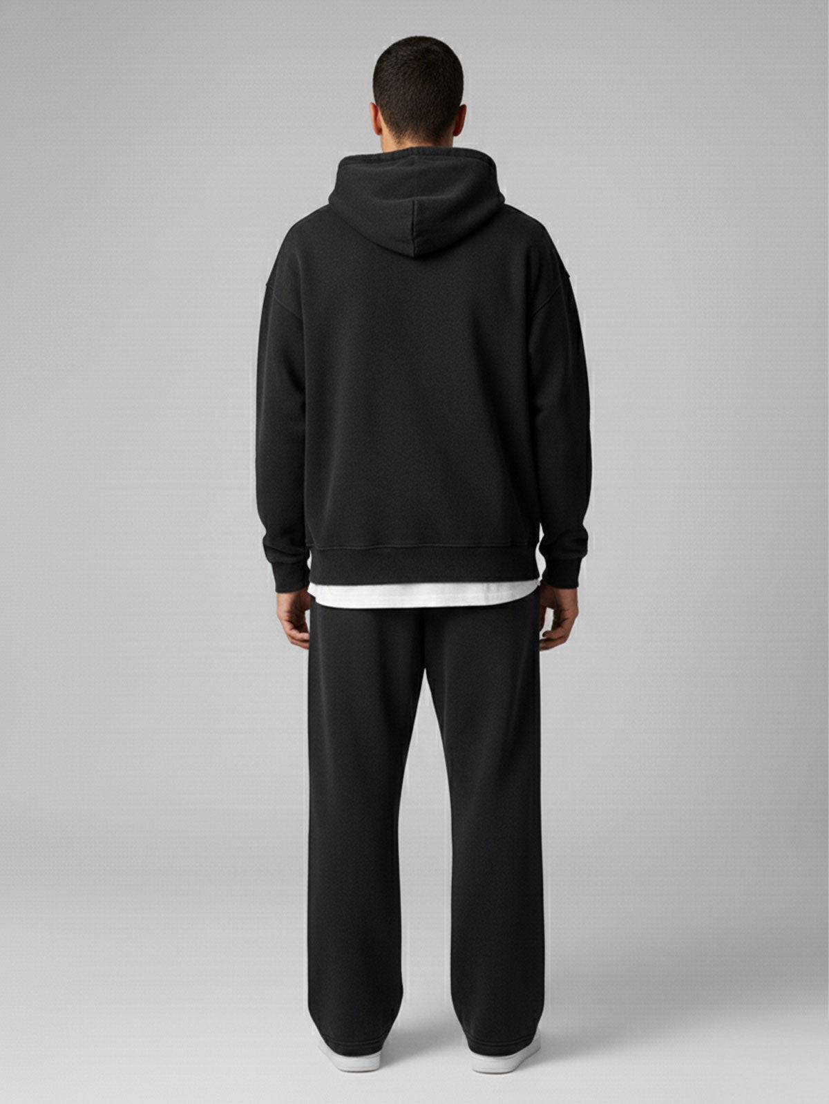 Oversized Hoodie Black Rückseite – 480 GSM Heavyweight, Vintage Washed Streetwear Fit