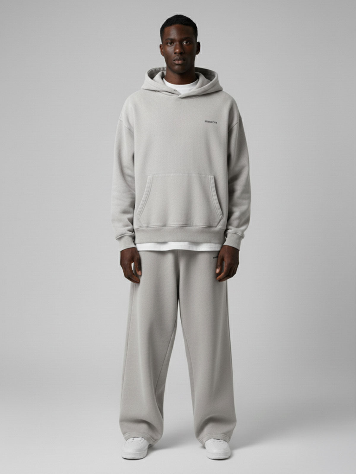 Hoodie Washed Light Grey Oversized